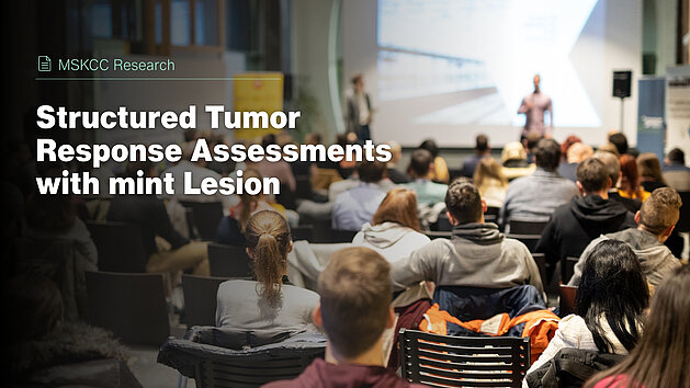 Research poster presentation on standardized tumor response assessments using mint Lesion at the NCCN Annual Conference 2026