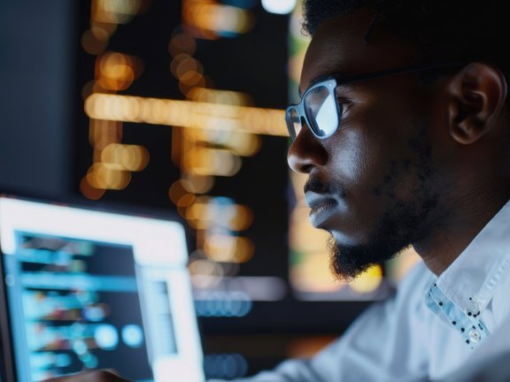 Doctor looking at screen that shows medical data